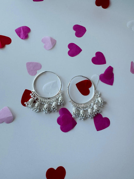 White Pearl Jhumki Bali Earrings | Premium Ethnic Jingle Jewelry