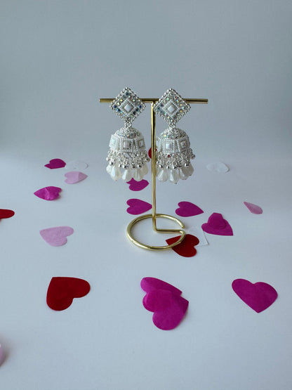 White Pearl Jhumka Earrings | Premium Ethnic Jewelry