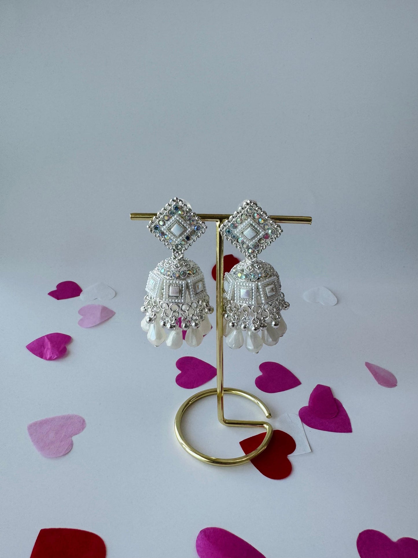 White Pearl Jhumka Earrings | Premium Ethnic Jewelry