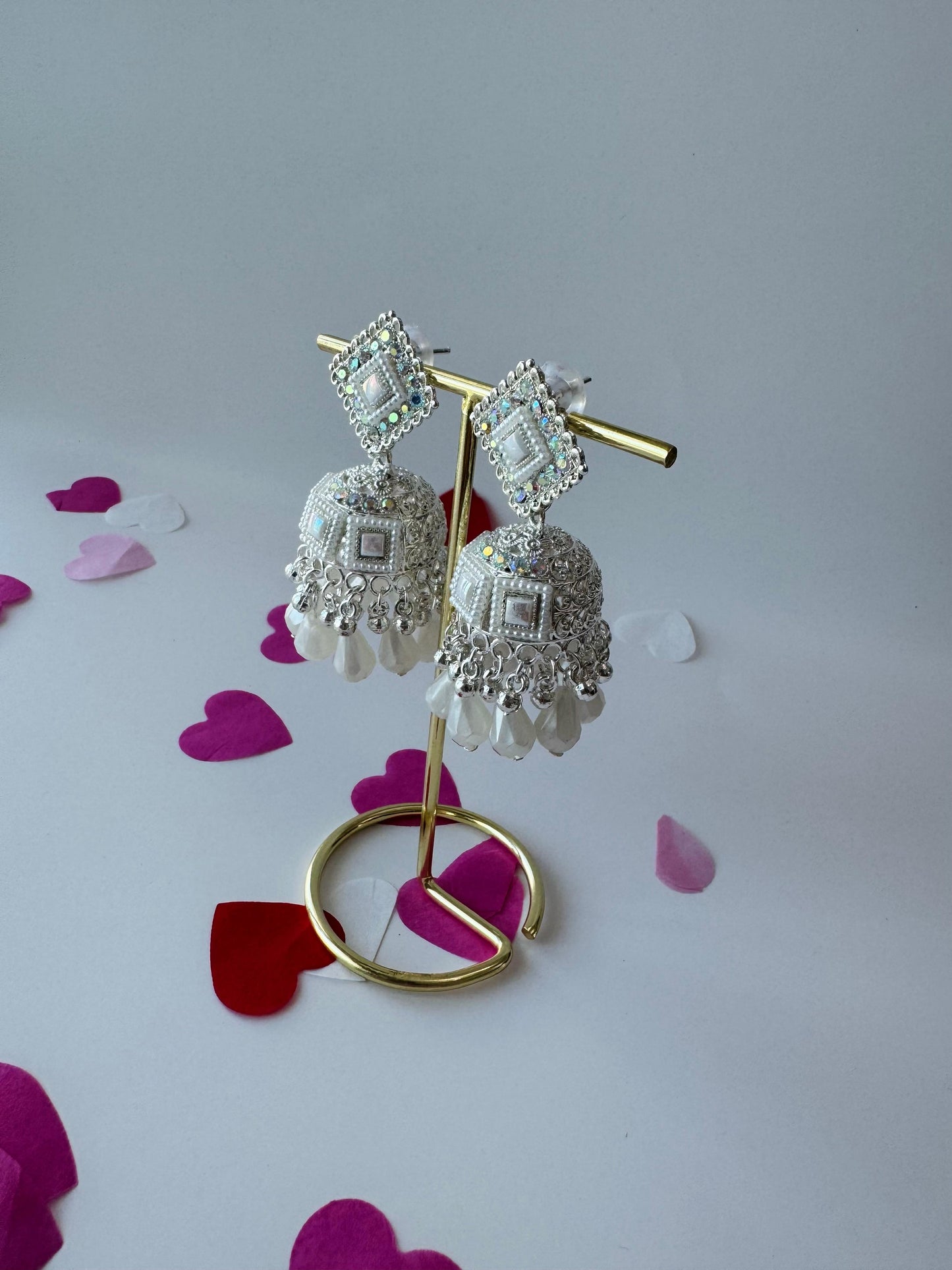 White Pearl Jhumka Earrings | Premium Ethnic Jewelry