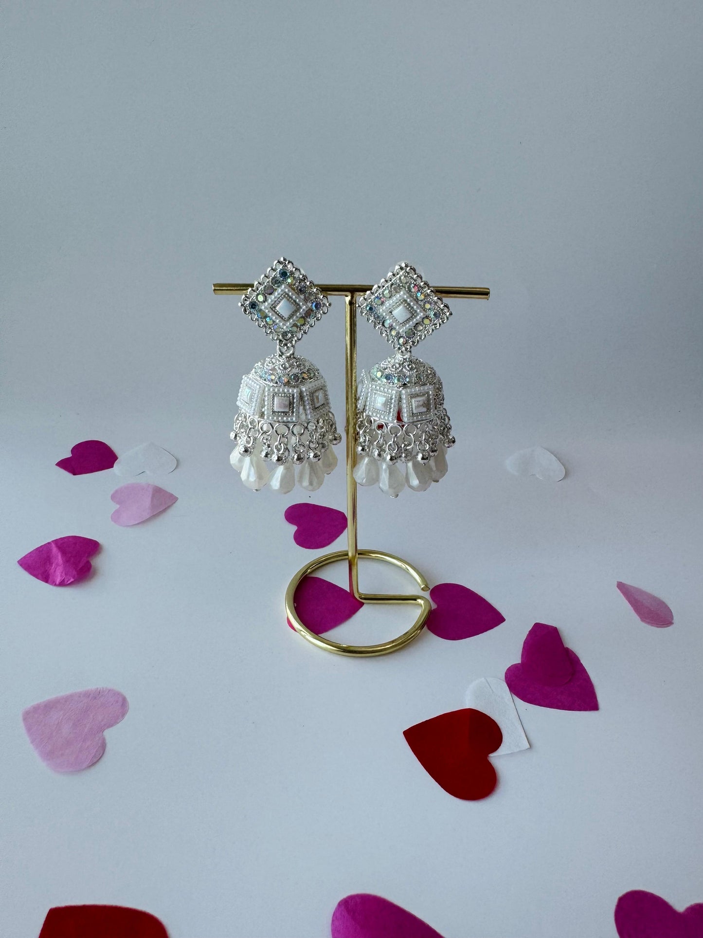 White Pearl Jhumka Earrings | Premium Ethnic Jewelry