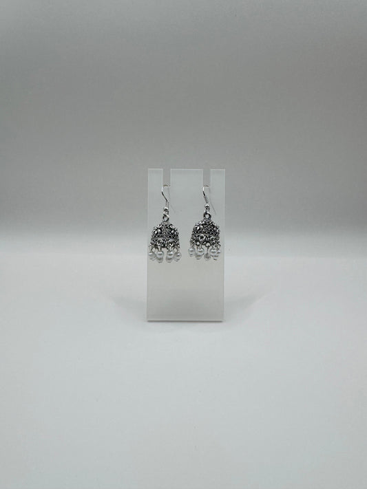 White Pearl Jhumkas – Elegant Tiny Lightweight Earrings