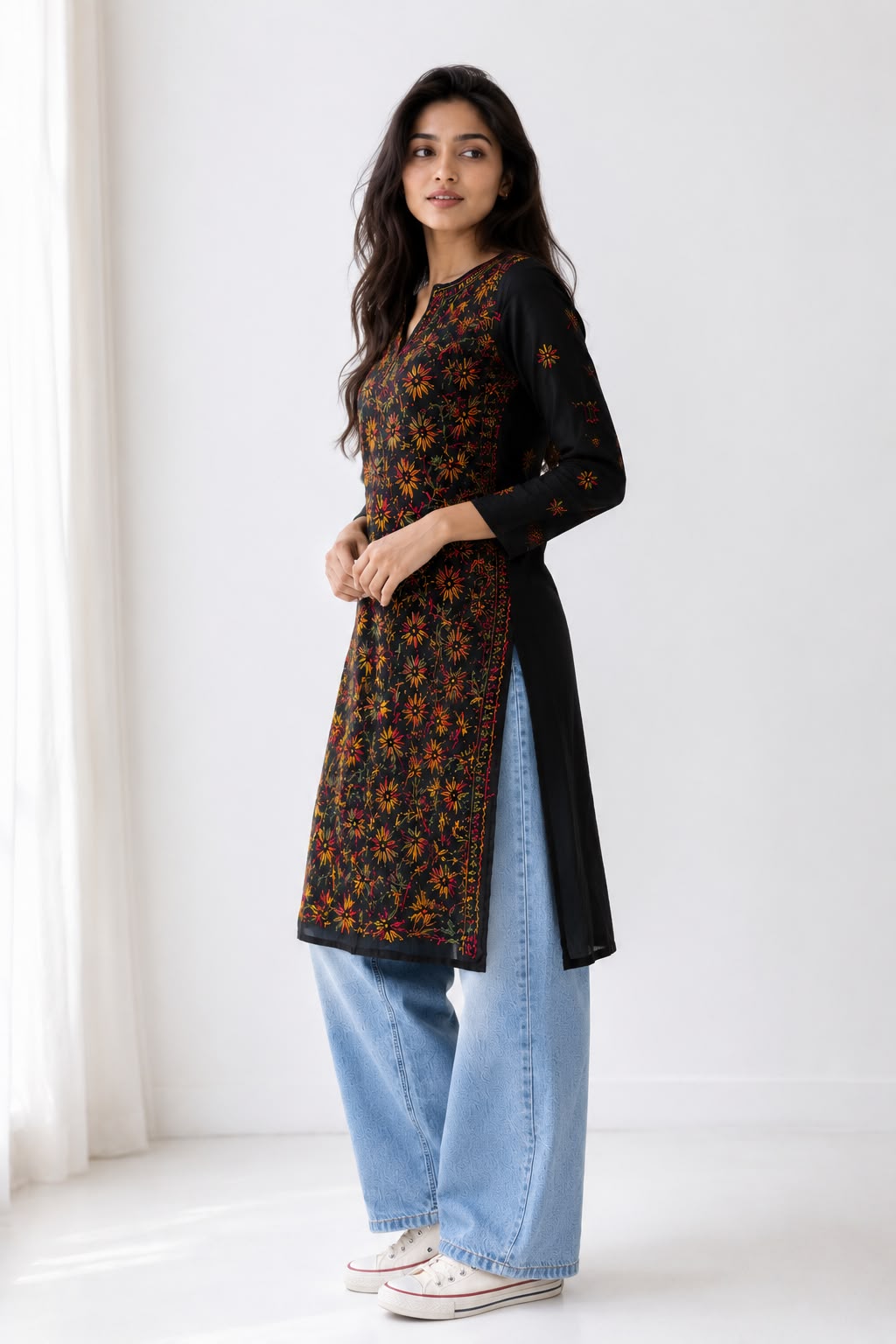 Alia Cut Multicolor Threadwork Georgette Kurti