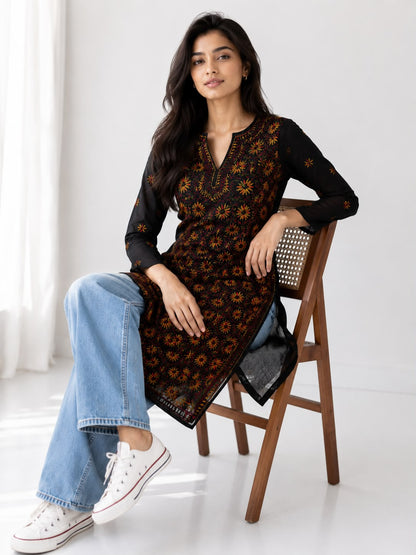 Alia Cut Multicolor Threadwork Georgette Kurti