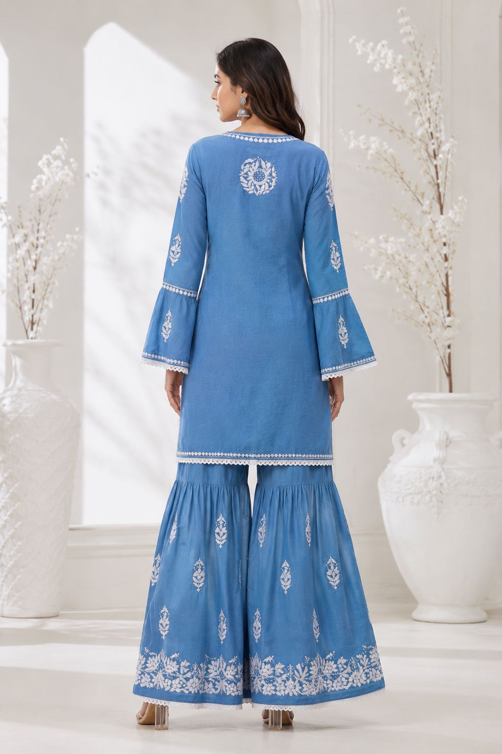 Handmade Chikankari Cotton Kurti & Garara Set