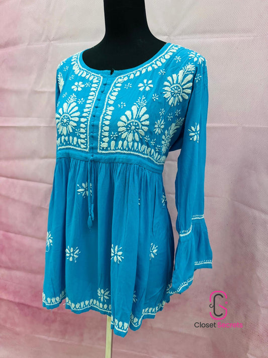 Mulmul Cotton Frock Kurti with Chikankari Embroidery