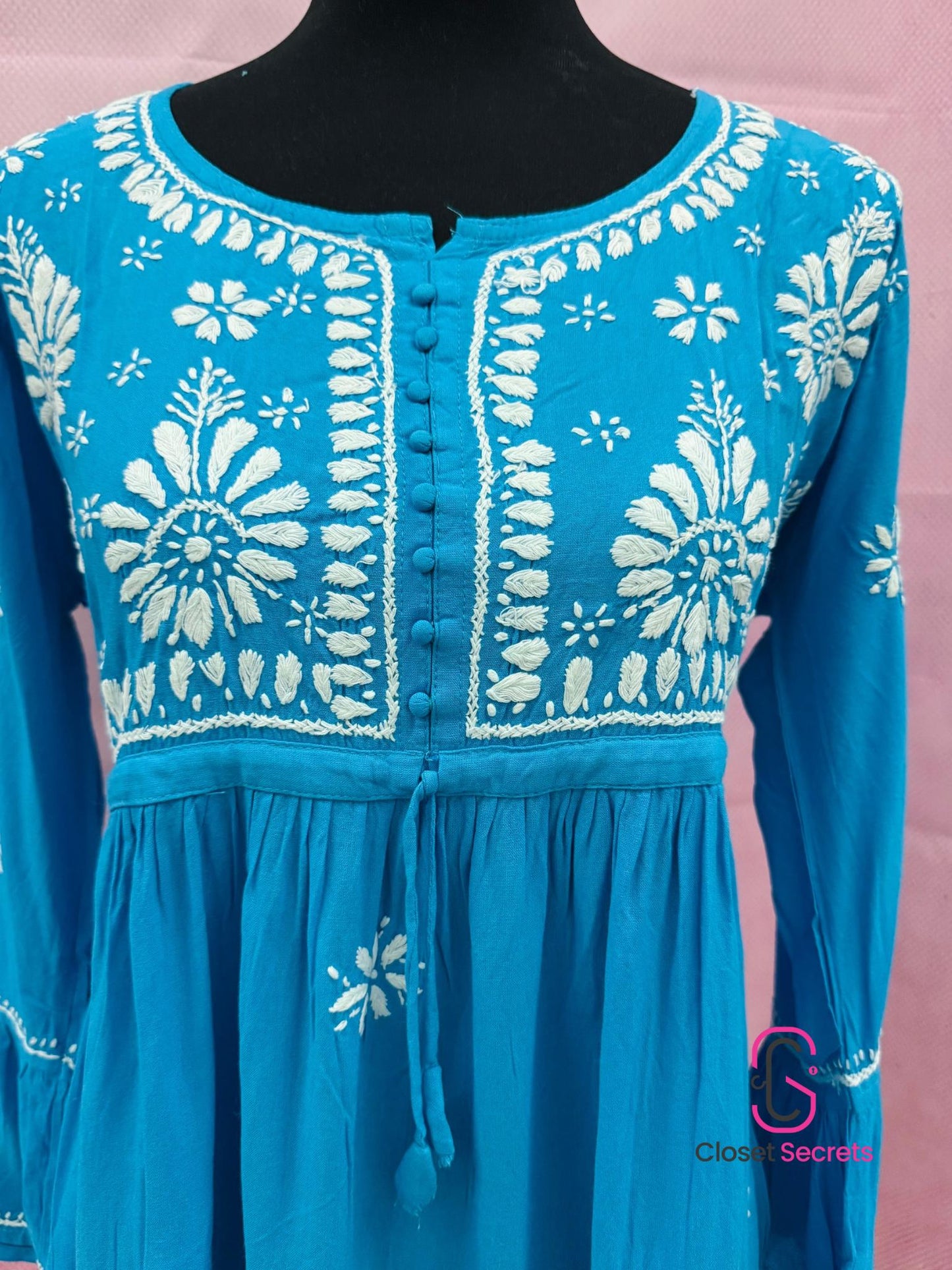 Mulmul Cotton Frock Kurti with Chikankari Embroidery