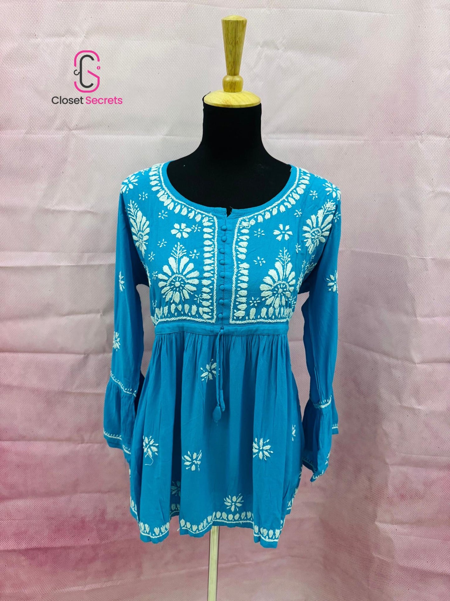 Mulmul Cotton Frock Kurti with Chikankari Embroidery