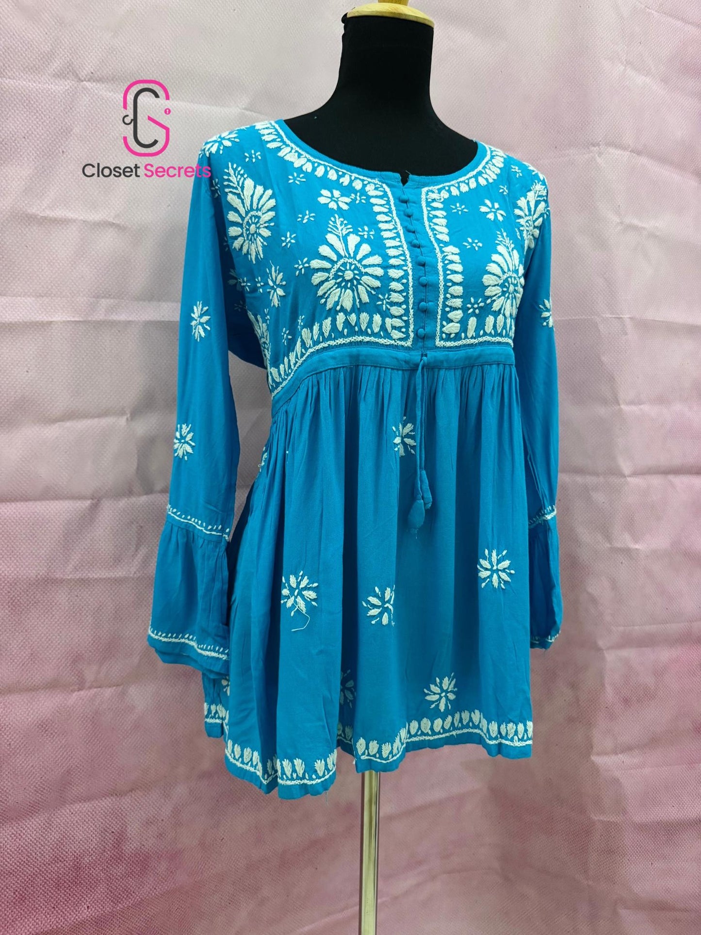 Mulmul Cotton Frock Kurti with Chikankari Embroidery