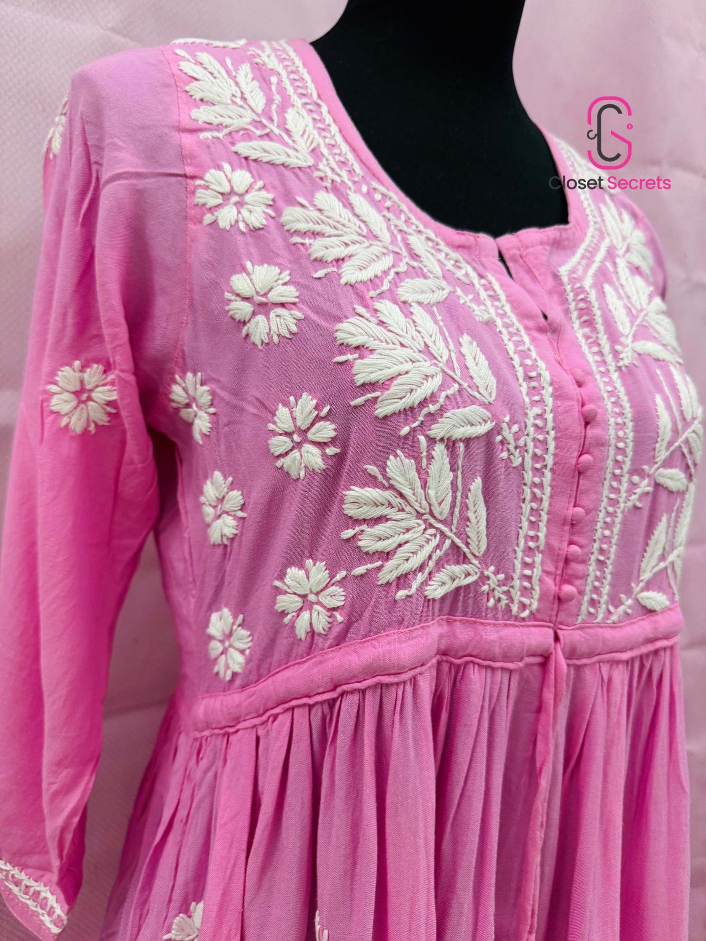 Mulmul Cotton Frock Kurti with Chikankari Embroidery