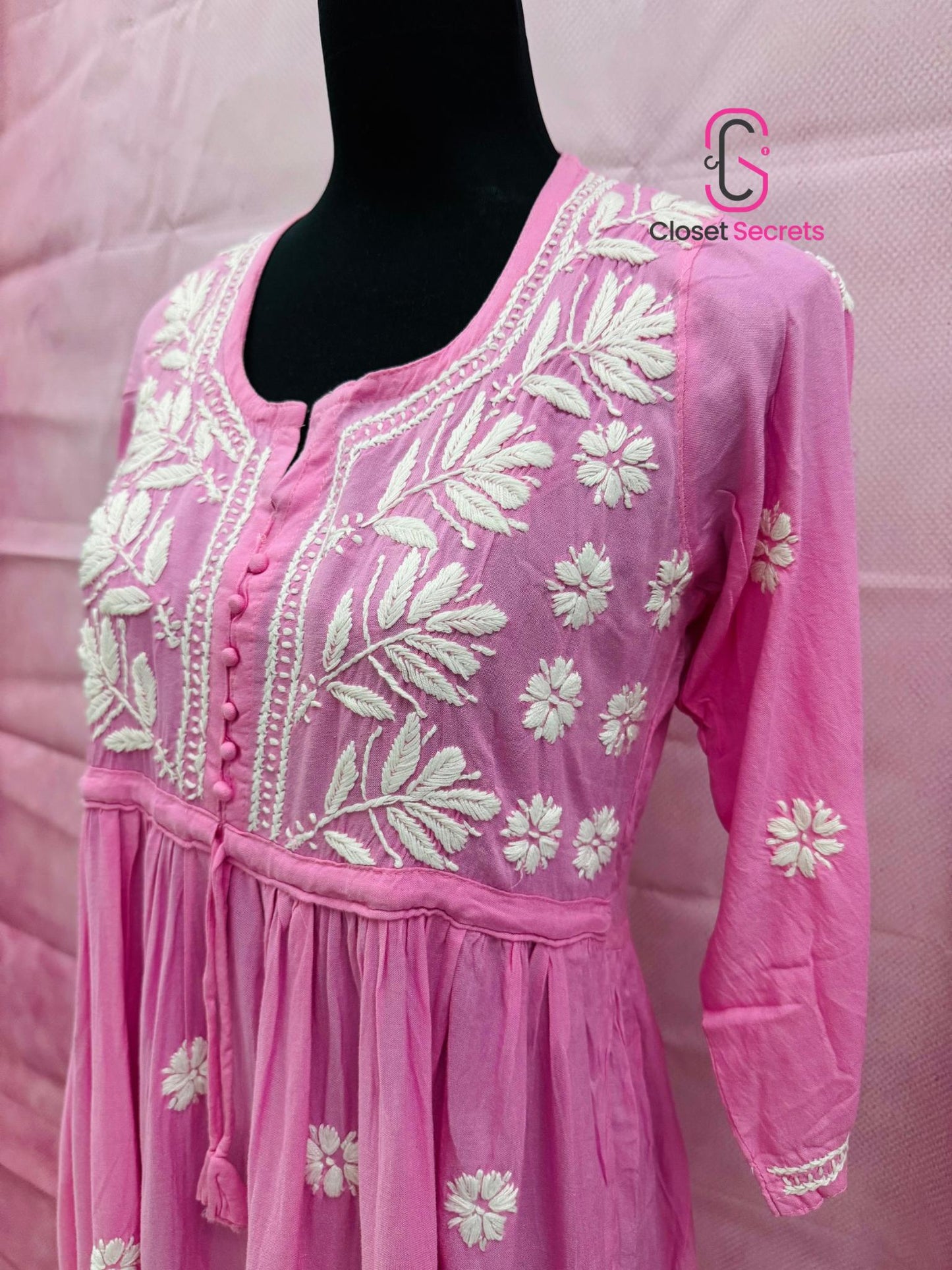 Mulmul Cotton Frock Kurti with Chikankari Embroidery