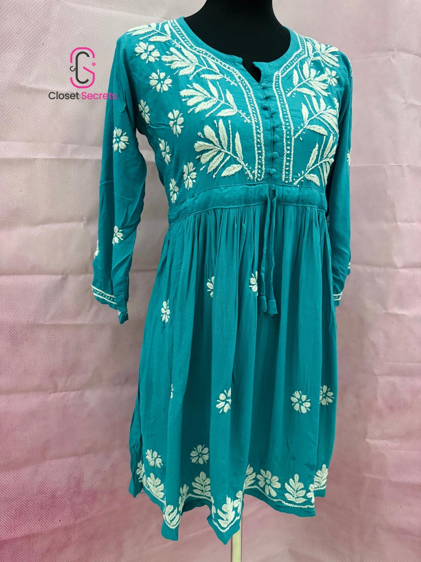 Mulmul Cotton Frock Kurti with Chikankari Embroidery