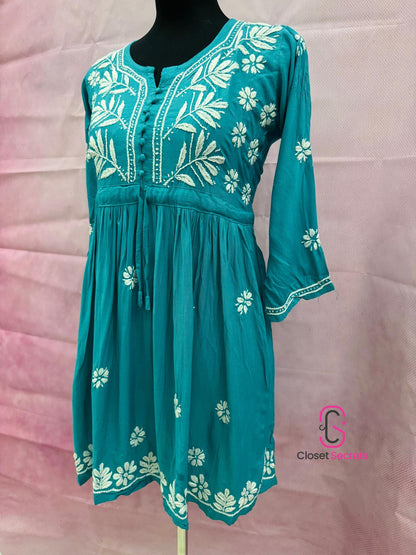 Mulmul Cotton Frock Kurti with Chikankari Embroidery