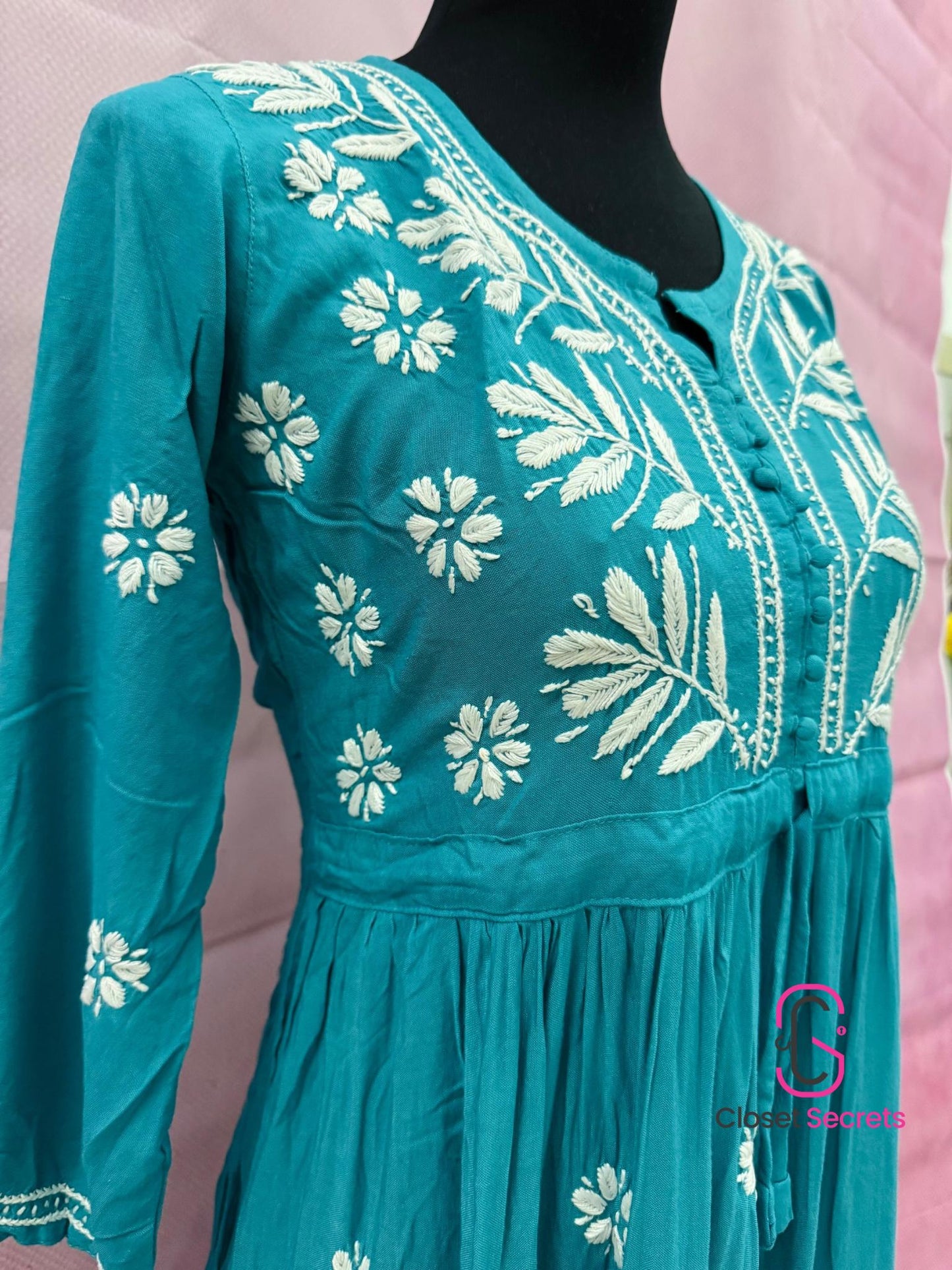 Mulmul Cotton Frock Kurti with Chikankari Embroidery