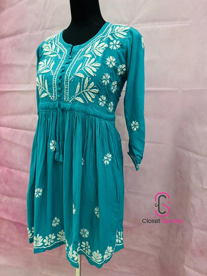 Mulmul Cotton Frock Kurti with Chikankari Embroidery