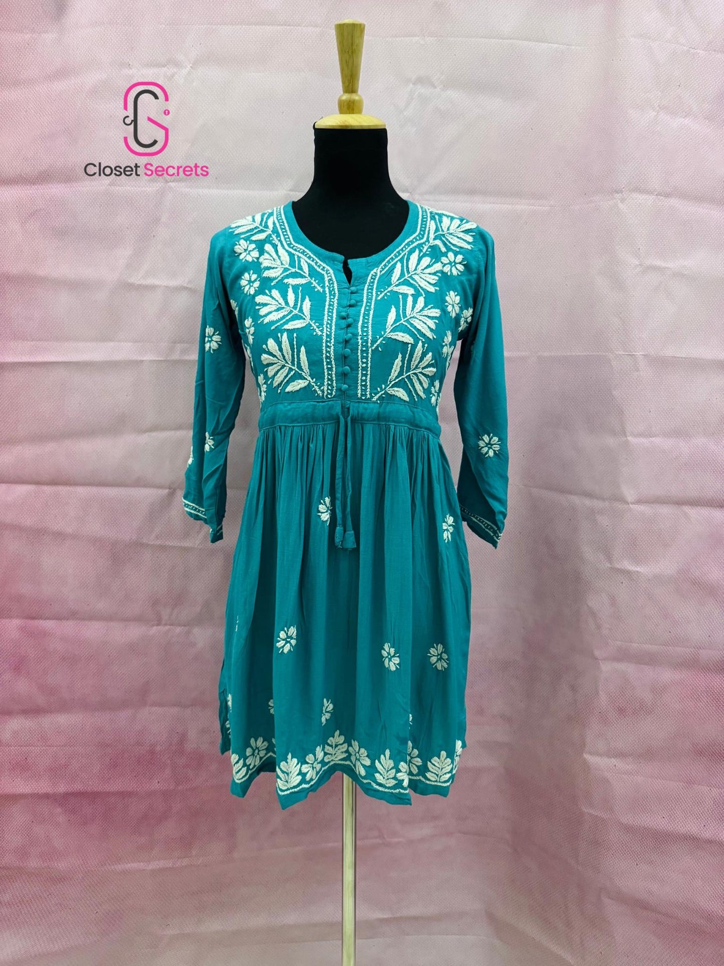 Mulmul Cotton Frock Kurti with Chikankari Embroidery