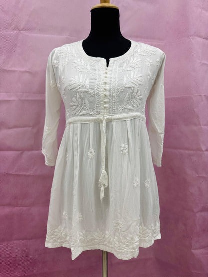 Mulmul Cotton Frock Kurti with Chikankari Embroidery