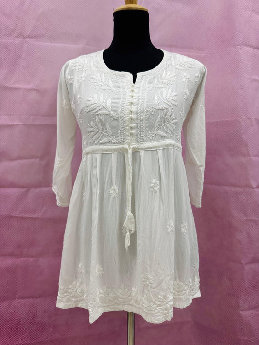 Mulmul Cotton Frock Kurti with Chikankari Embroidery