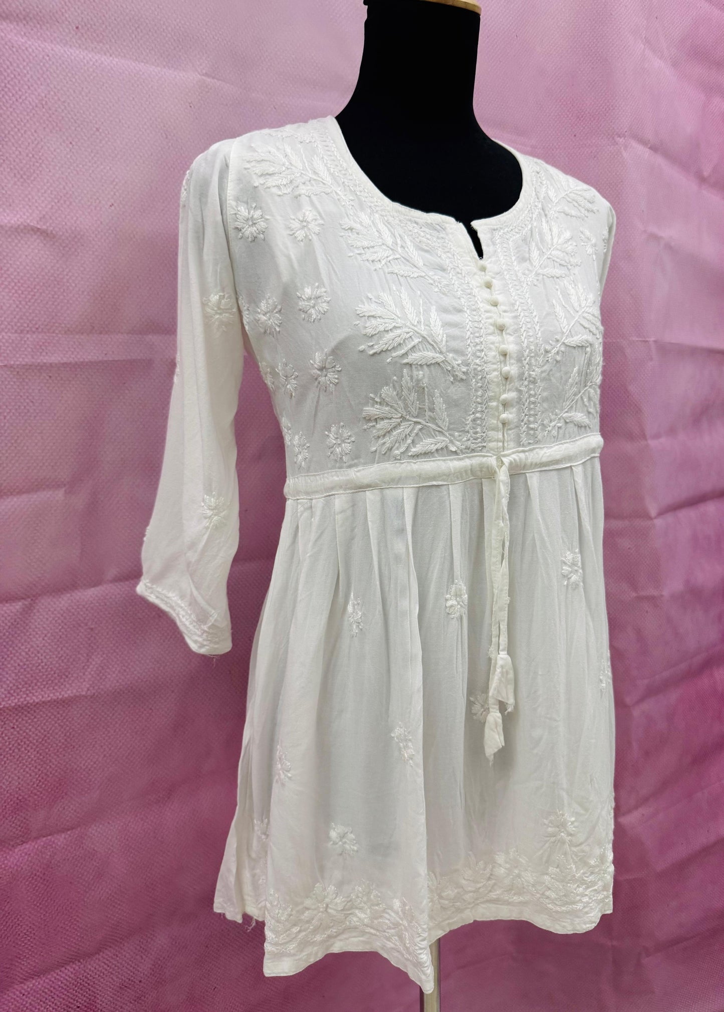 Mulmul Cotton Frock Kurti with Chikankari Embroidery