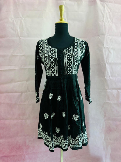 Mulmul Cotton Frock Kurti with Chikankari Embroidery