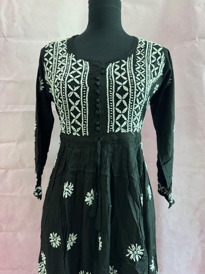Mulmul Cotton Frock Kurti with Chikankari Embroidery