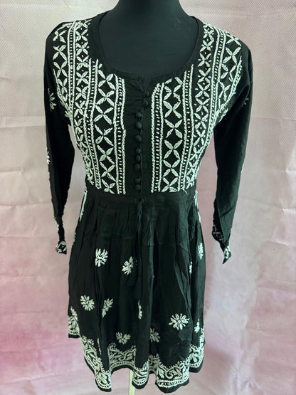Mulmul Cotton Frock Kurti with Chikankari Embroidery