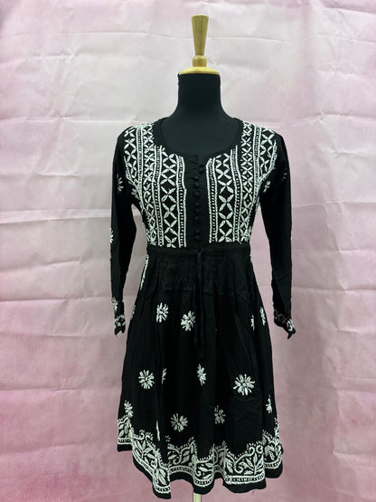 Mulmul Cotton Frock Kurti with Chikankari Embroidery