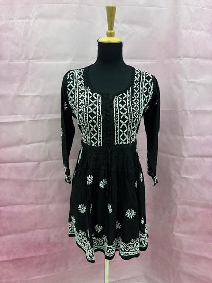 Mulmul Cotton Frock Kurti with Chikankari Embroidery