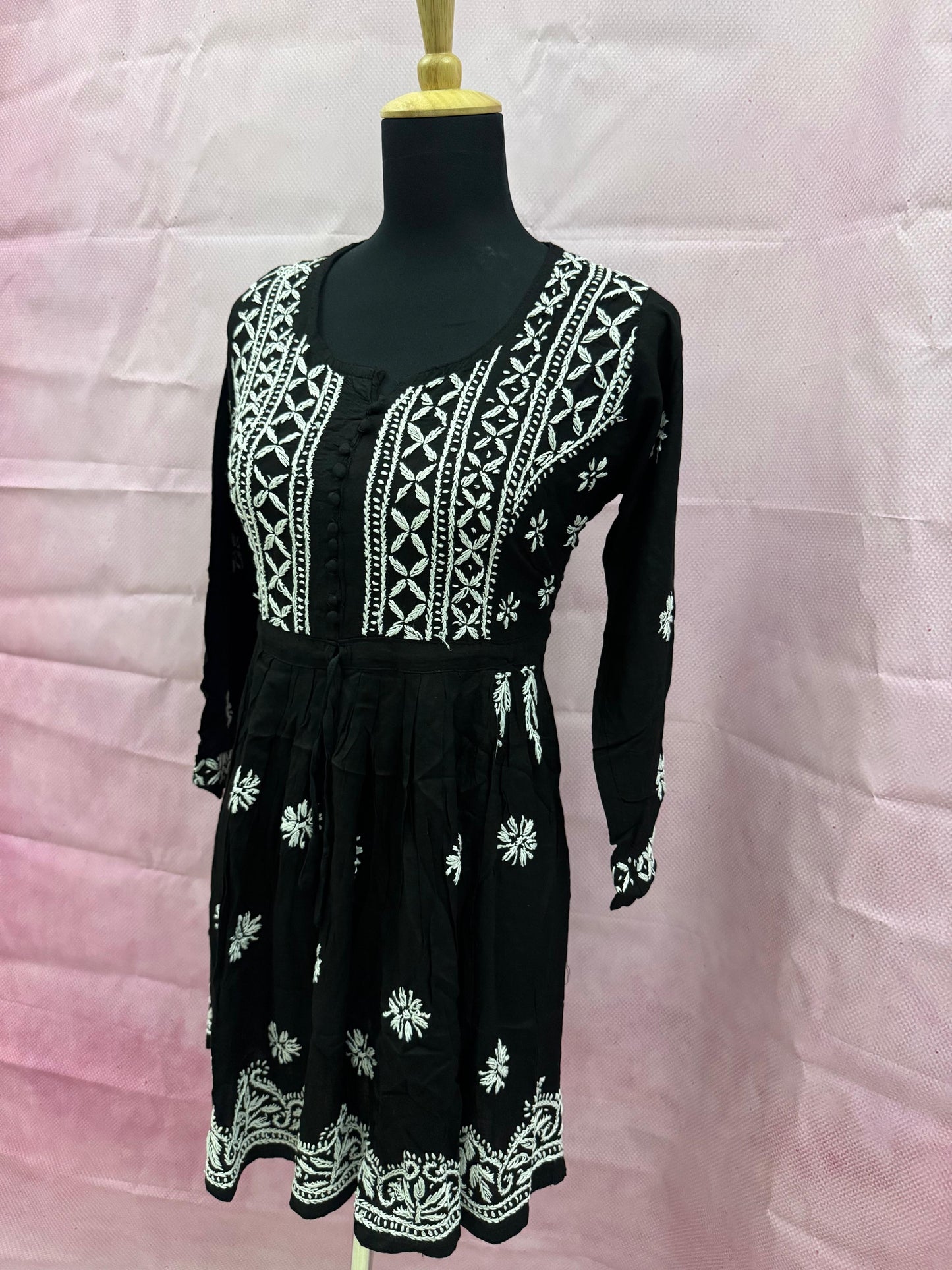 Mulmul Cotton Frock Kurti with Chikankari Embroidery