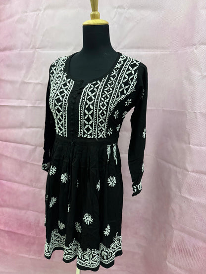 Mulmul Cotton Frock Kurti with Chikankari Embroidery