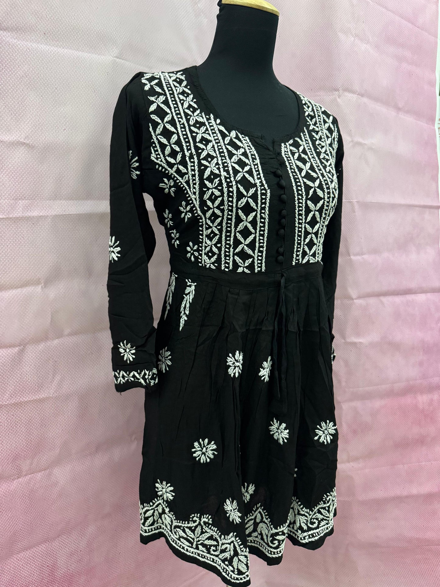 Mulmul Cotton Frock Kurti with Chikankari Embroidery