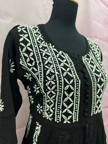 Mulmul Cotton Frock Kurti with Chikankari Embroidery