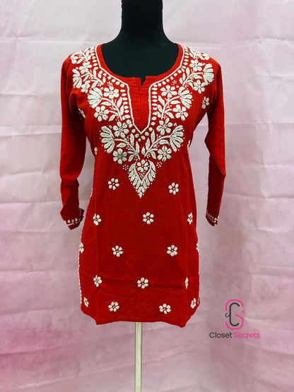 Handmade Mulmul Cotton Chikankari Kurti