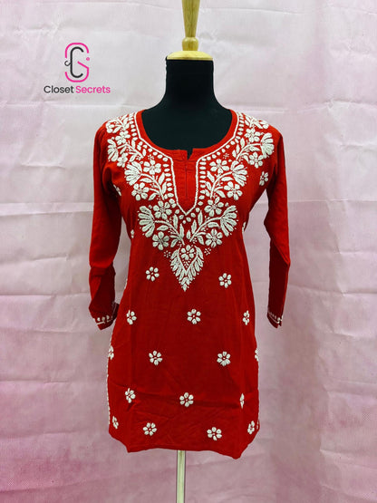 Handmade Mulmul Cotton Chikankari Kurti