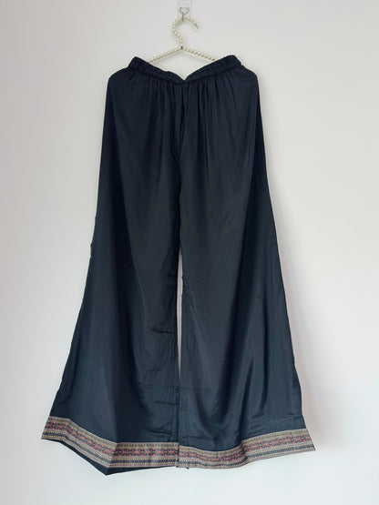 Black Crepe Three-Piece Suit Set with Moti Handwork