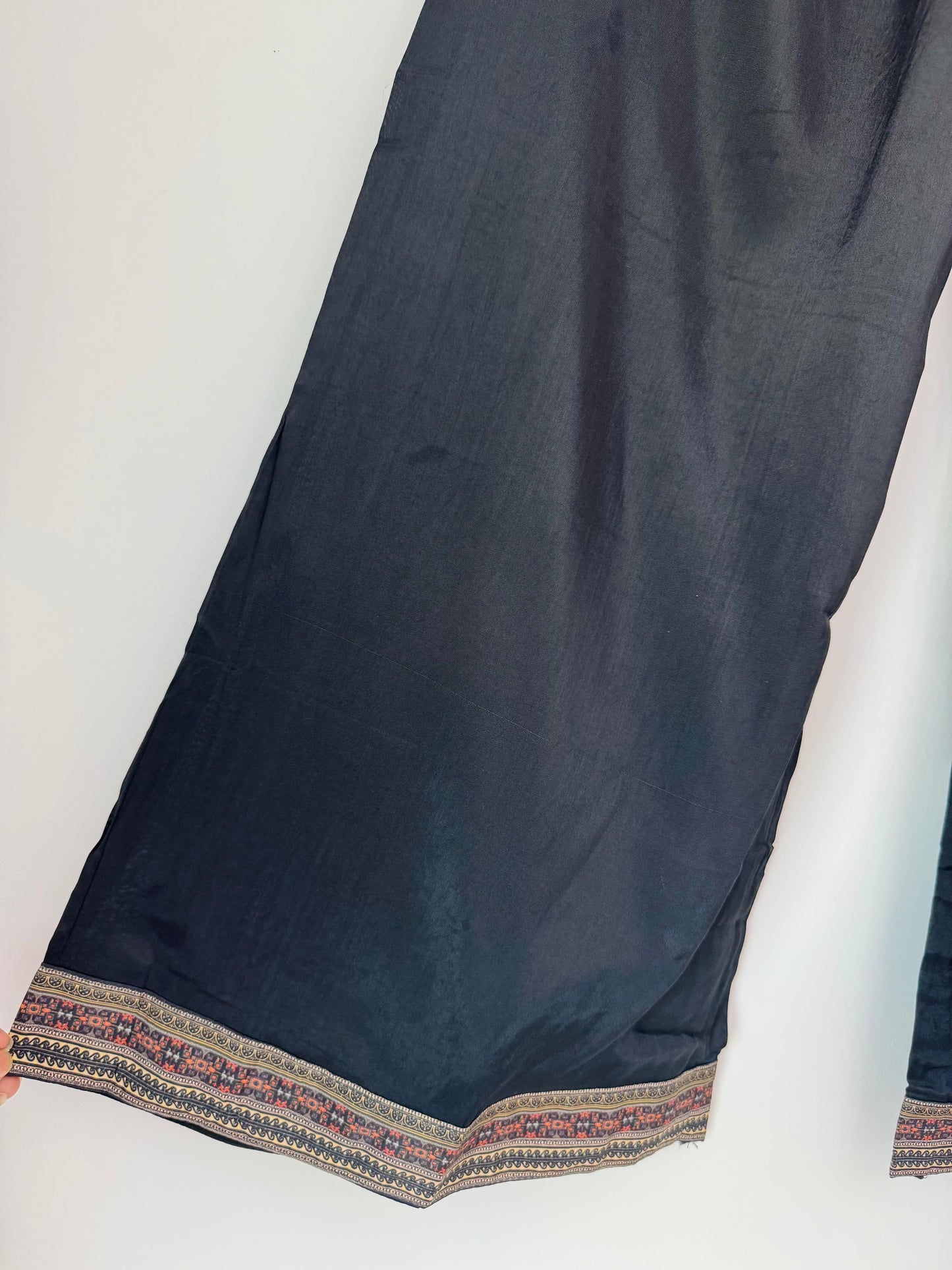 Black Crepe Three-Piece Suit Set with Moti Handwork