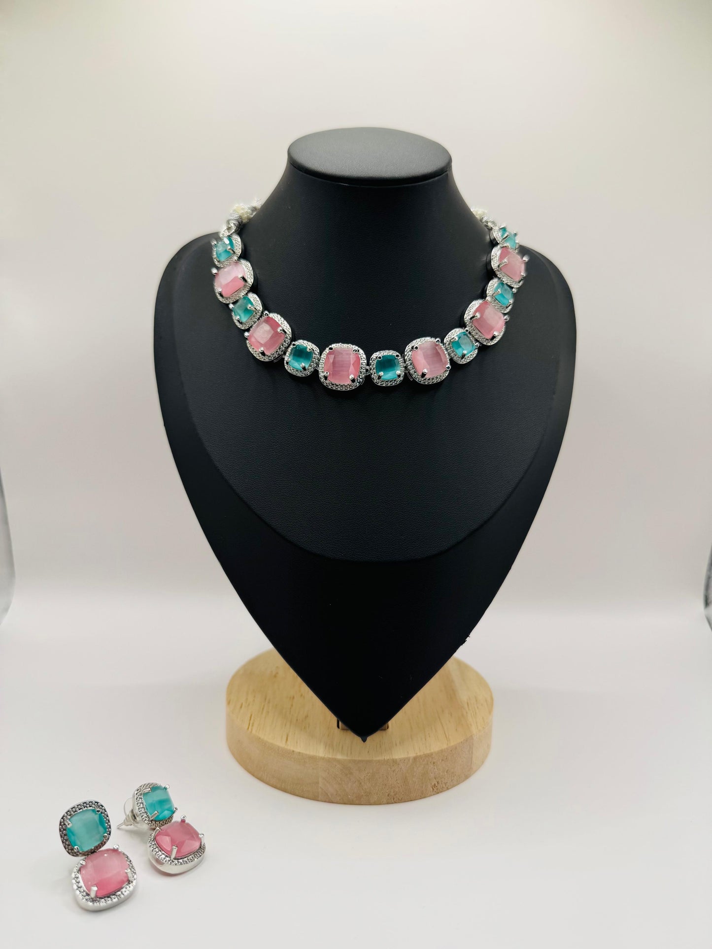Vibrant Multicolor Crystal Necklace & Earrings Set