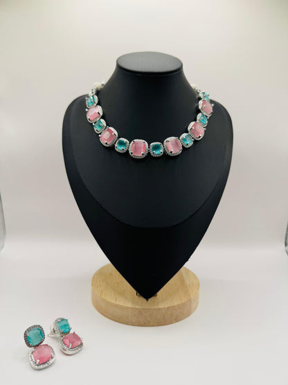 Vibrant Multicolor Crystal Necklace & Earrings Set