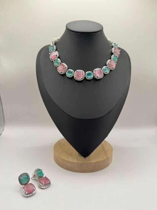 Vibrant Multicolor Crystal Necklace & Earrings Set