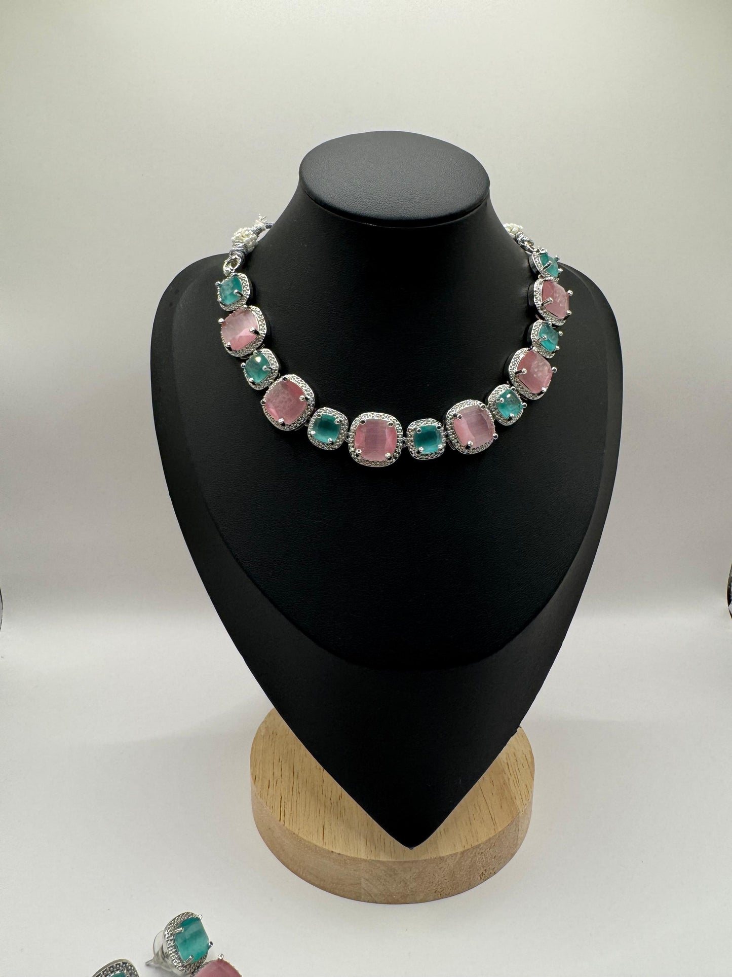 Vibrant Multicolor Crystal Necklace & Earrings Set