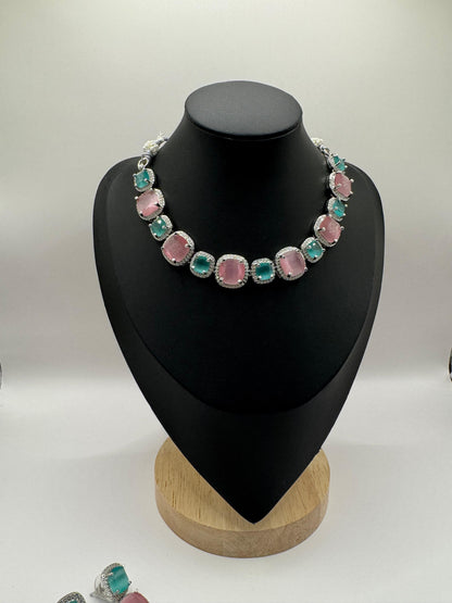 Vibrant Multicolor Crystal Necklace & Earrings Set