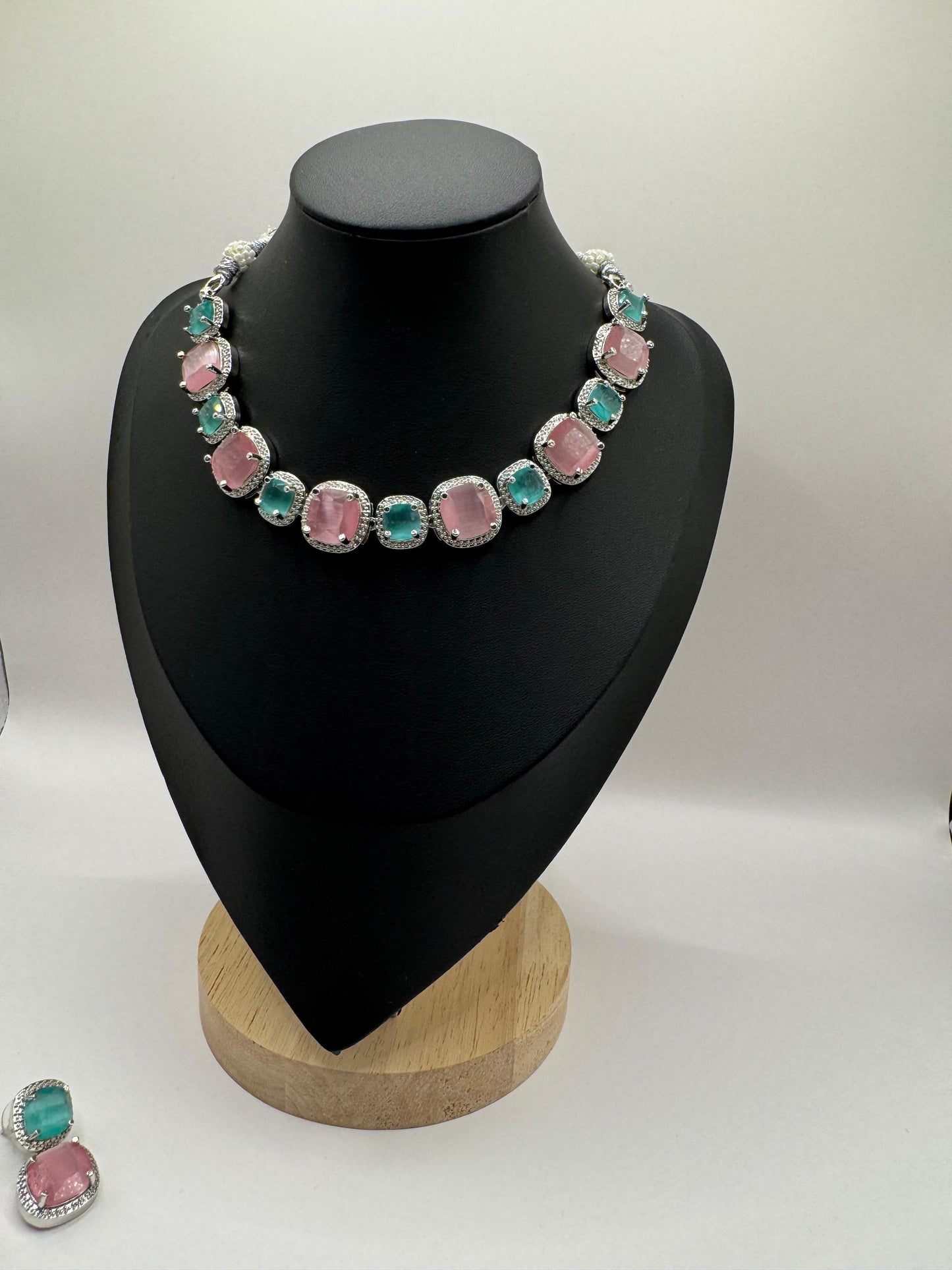 Vibrant Multicolor Crystal Necklace & Earrings Set