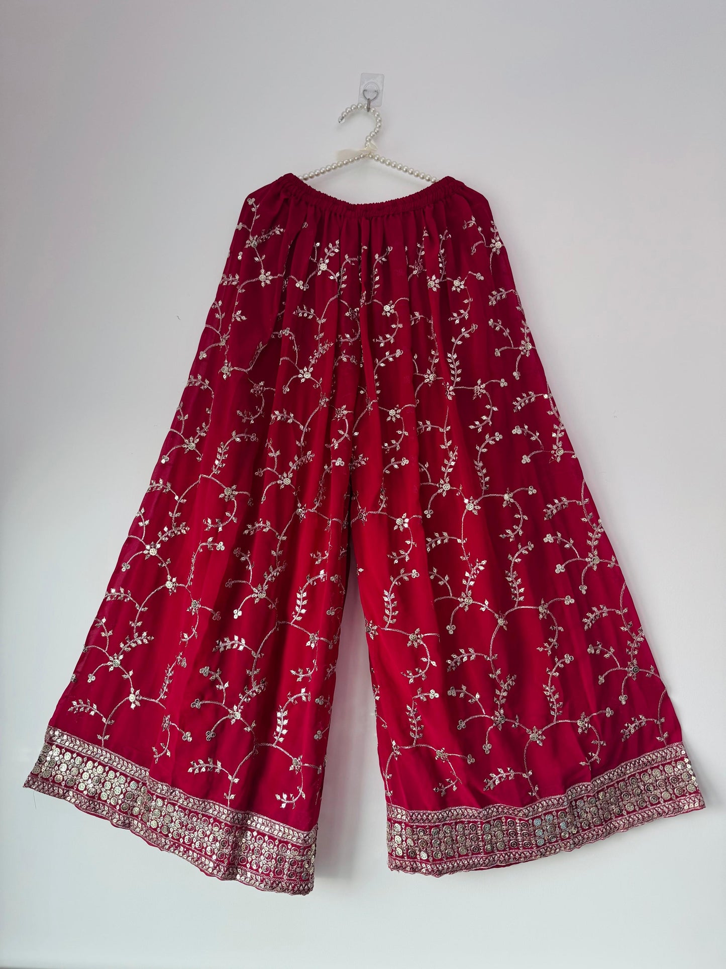 Embroidered Georgette Top, Palazzo & Dupatta