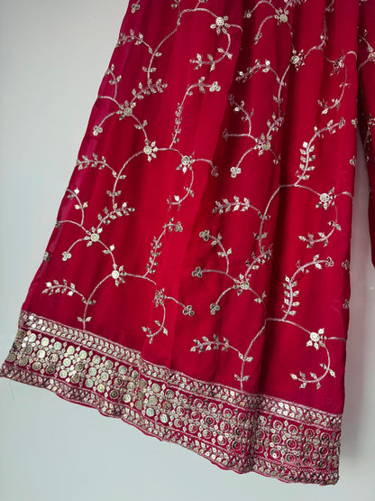 Embroidered Georgette Top, Palazzo & Dupatta