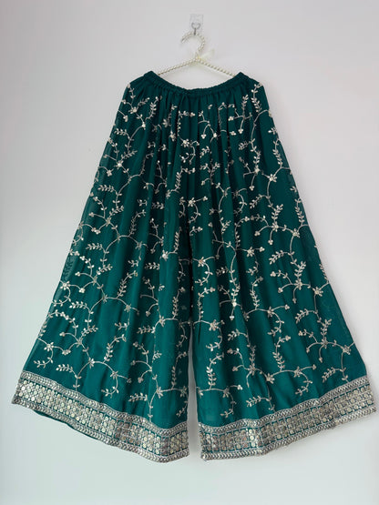 Embroidered Georgette Top, Palazzo & Dupatta