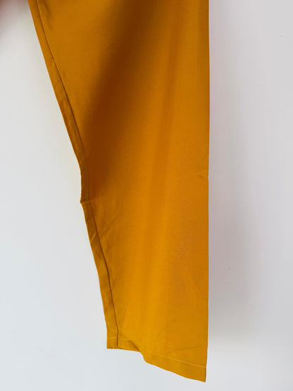 Mustard Yellow Georgette Ruffle Dress with Embroidered Dupatta – Ready to Wear