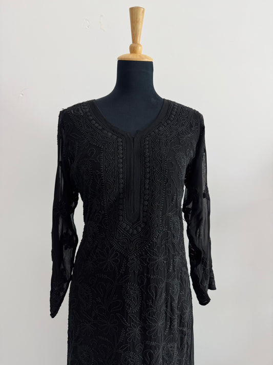 Viscose Georgette Solid 1pc Suit - Black | Closetsecrets