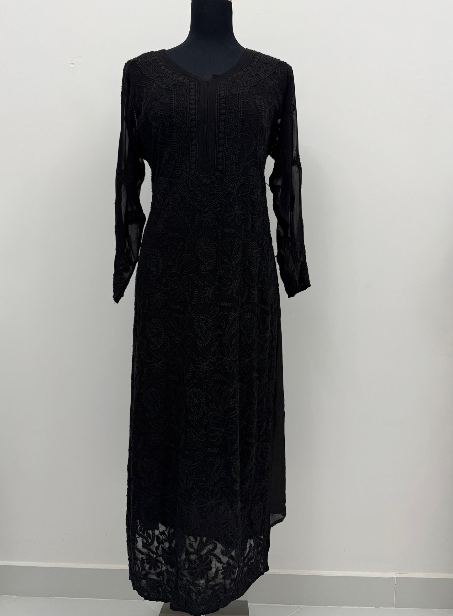 Viscose Georgette Solid 1pc Suit - Black | Closetsecrets